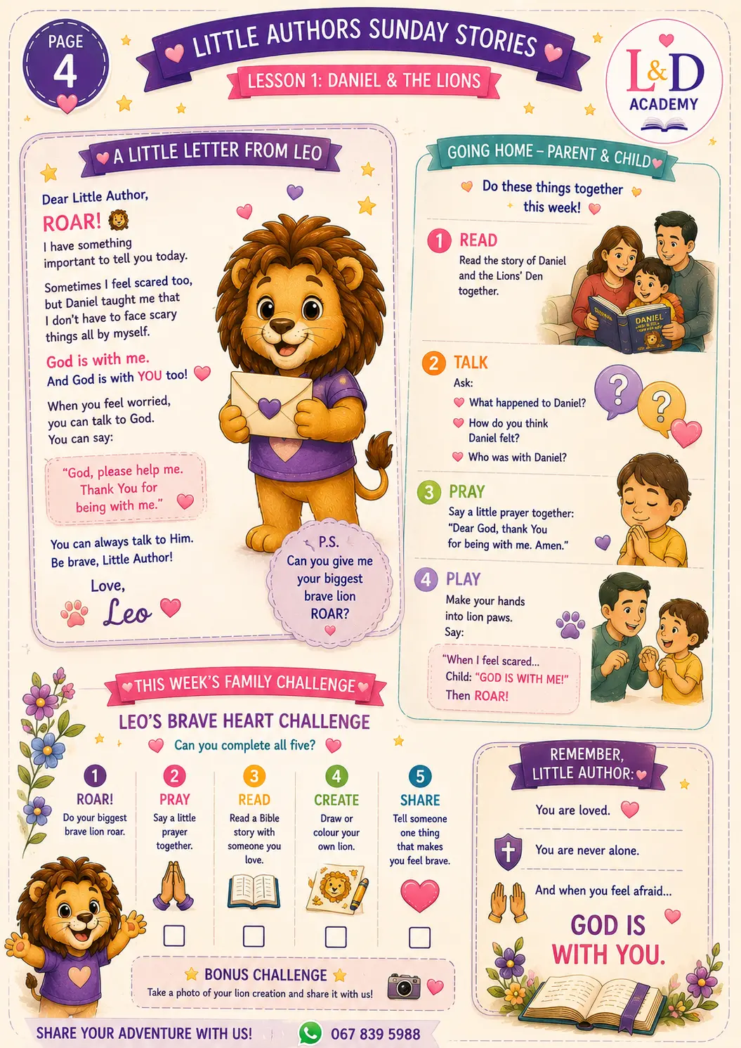 Daniel & the Lions — Page 4 · A little letter from Leo